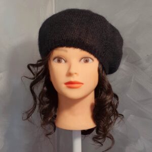 beret noir mohair et soie