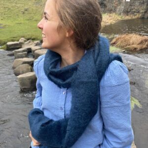 Echarpe tissée mohair et soie - Bleu marine