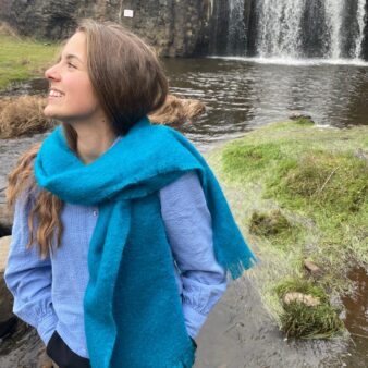 Echarpe tissée mohair et soie - Bleue turquoise 2 Echarpe tissée mohair et soie - Bleue turquoise