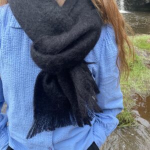 Echarpe tissée mohair et soie - Noire