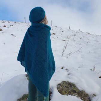 Poncho 80 % mohair 20 % soie - Bleu colvert 2 Poncho 80 % mohair 20 % soie - Bleu colvert 2