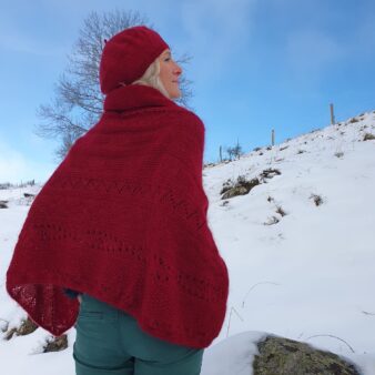 Poncho 80 % mohair 20 % soie - Grenat 2 Poncho 80 % mohair 20 % soie - Grenat 2