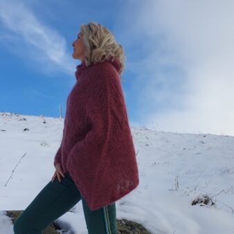 Poncho 80 % mohair 20 % soie - Vieux rose 2 Poncho 80 % mohair 20 % soie - Vieux rose 2