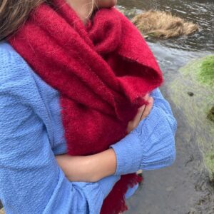 Echarpe rouge mohair et soie
