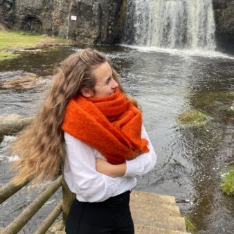 Etole - Grande écharpe orange tissée 200x60cm Etole - Grande écharpe orange tissée 200x60cm