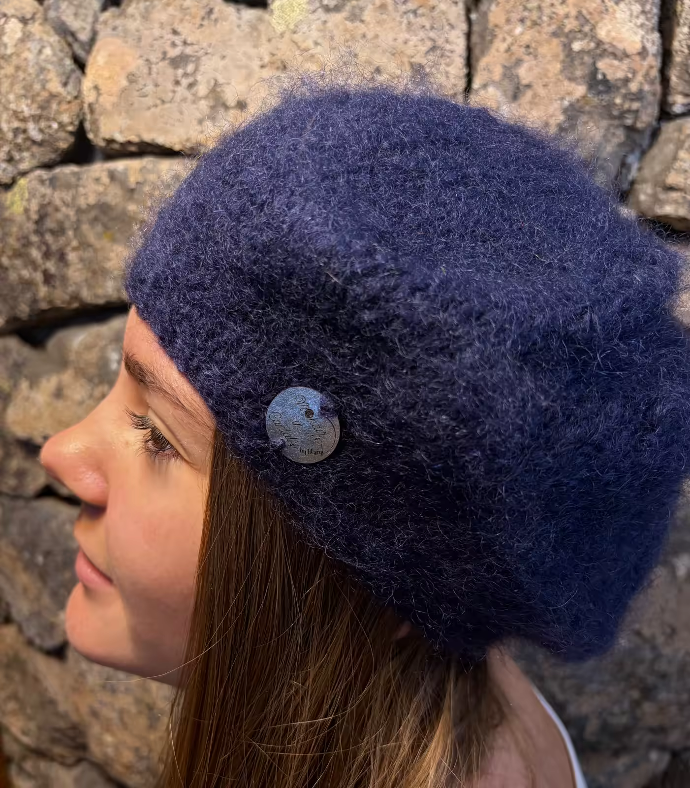 Béret pur mohair bleu marine