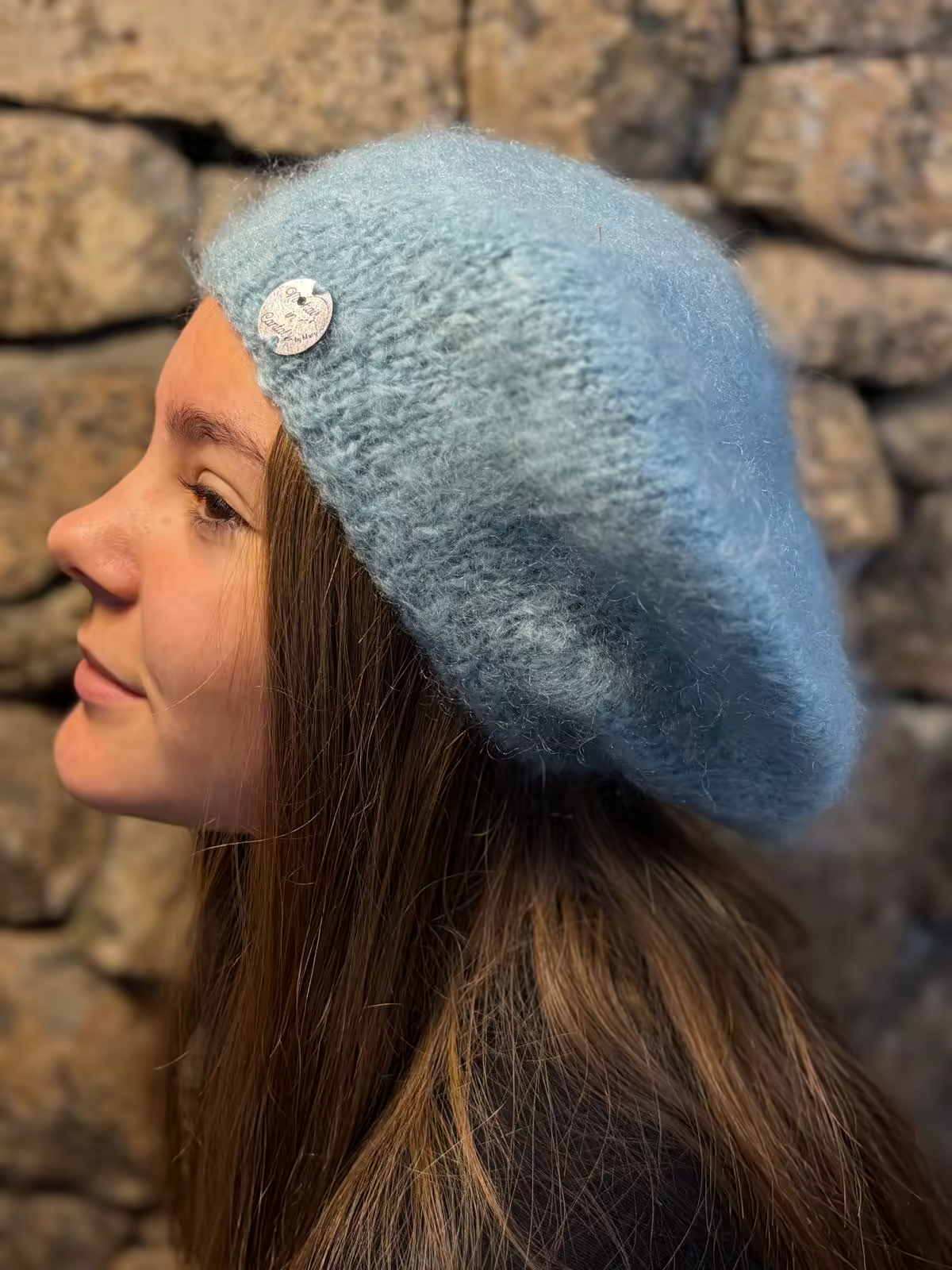 Béret pur mohair bleu pastel