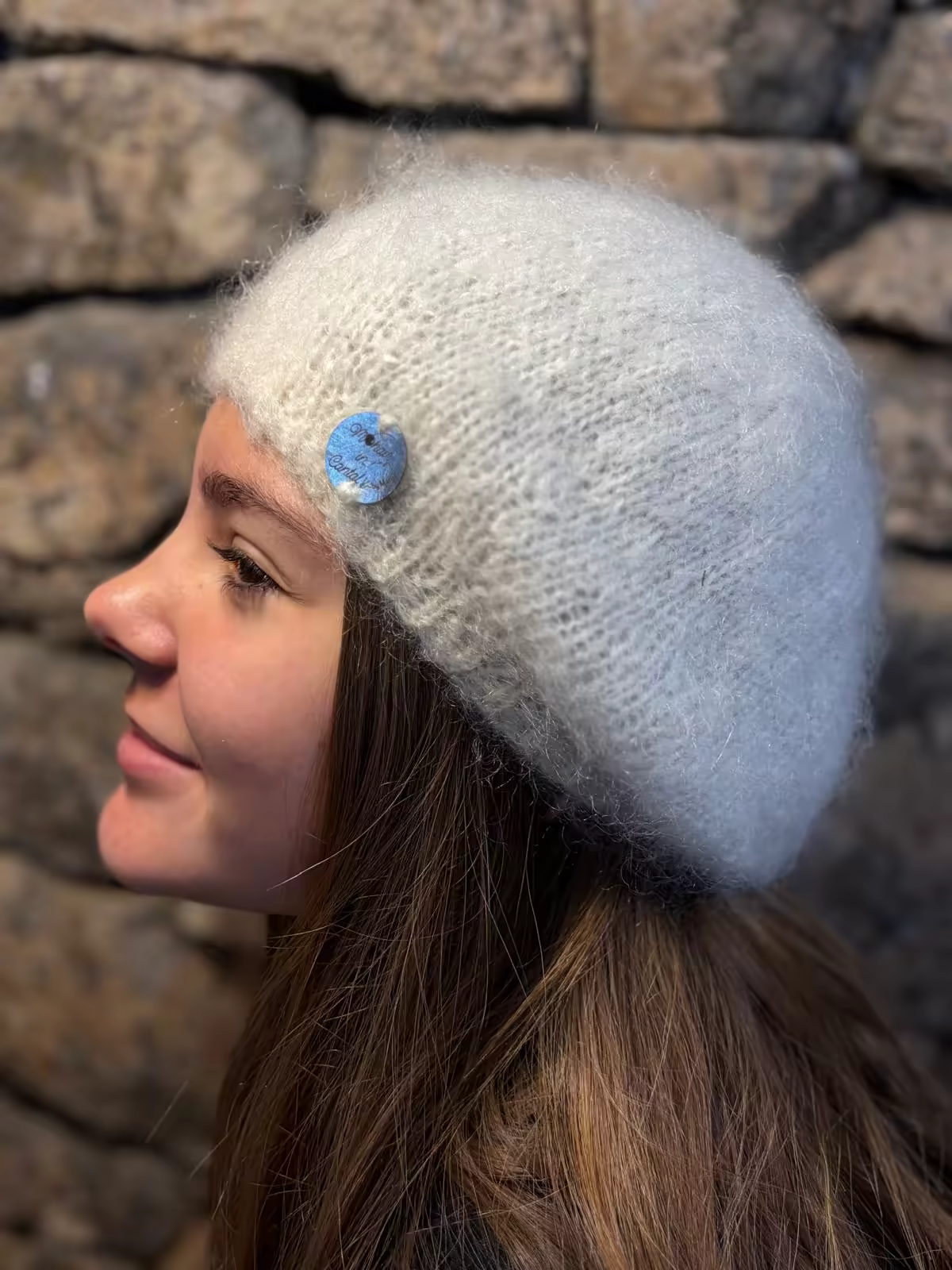 Béret pur mohair écru