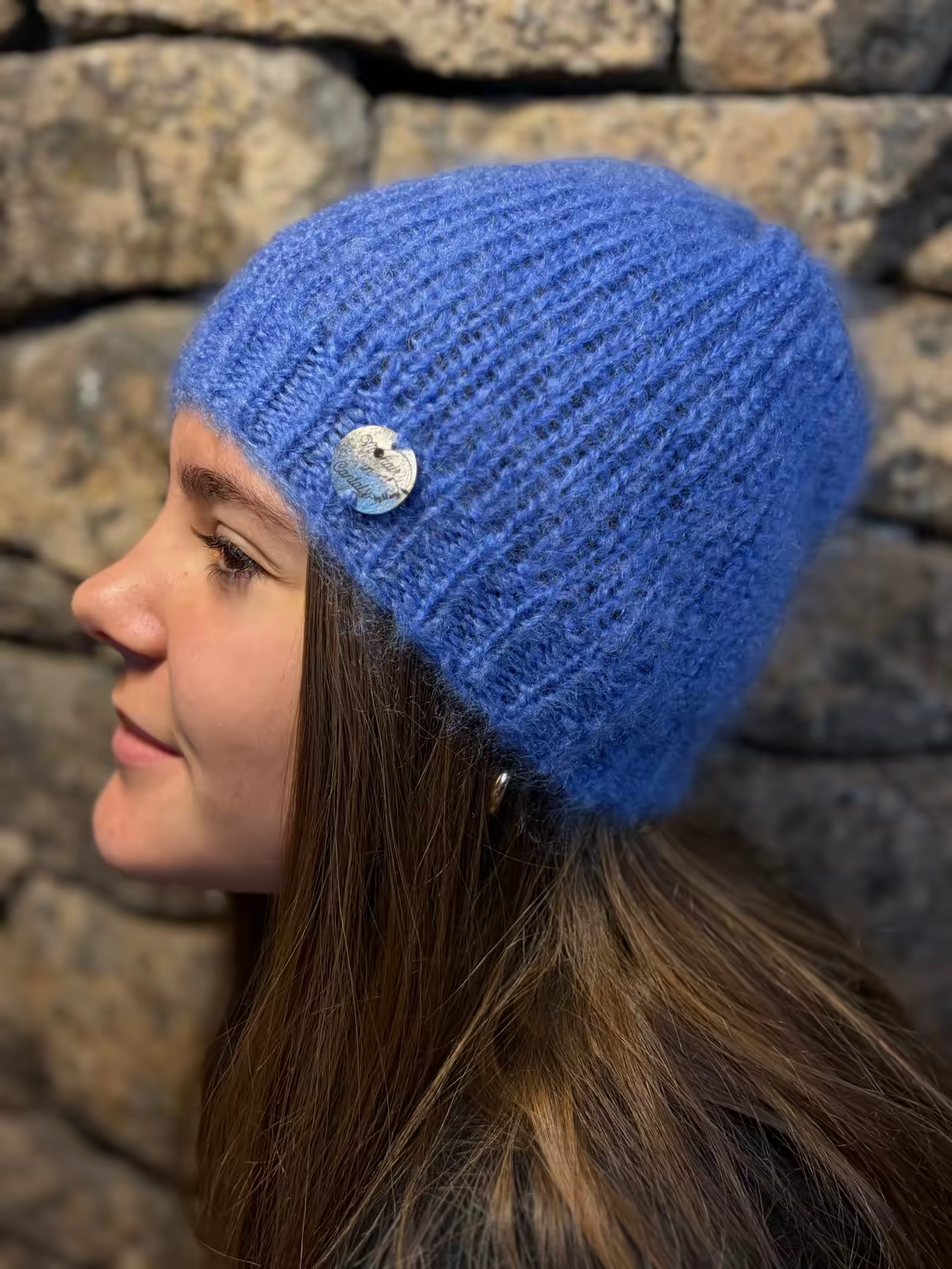 Bonnet pur mohair bleu pervenche