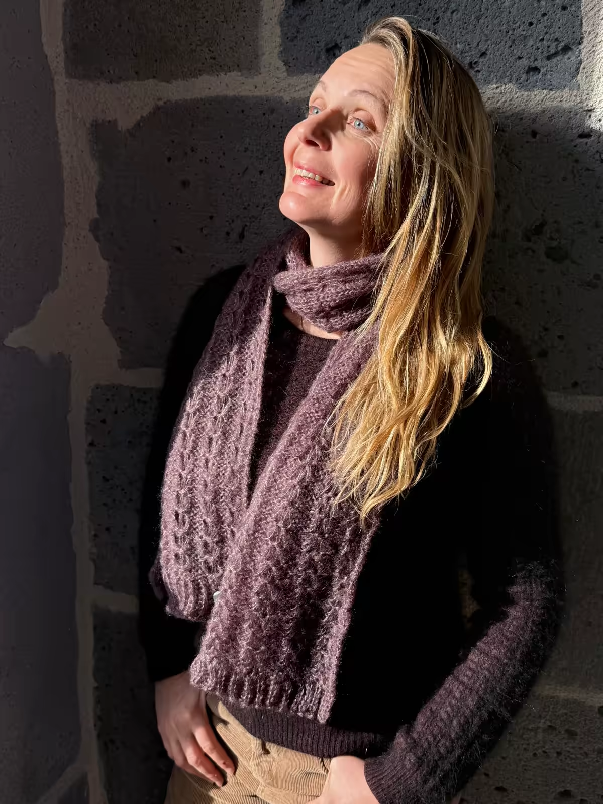 Echarpe amathyste en mohair et soie