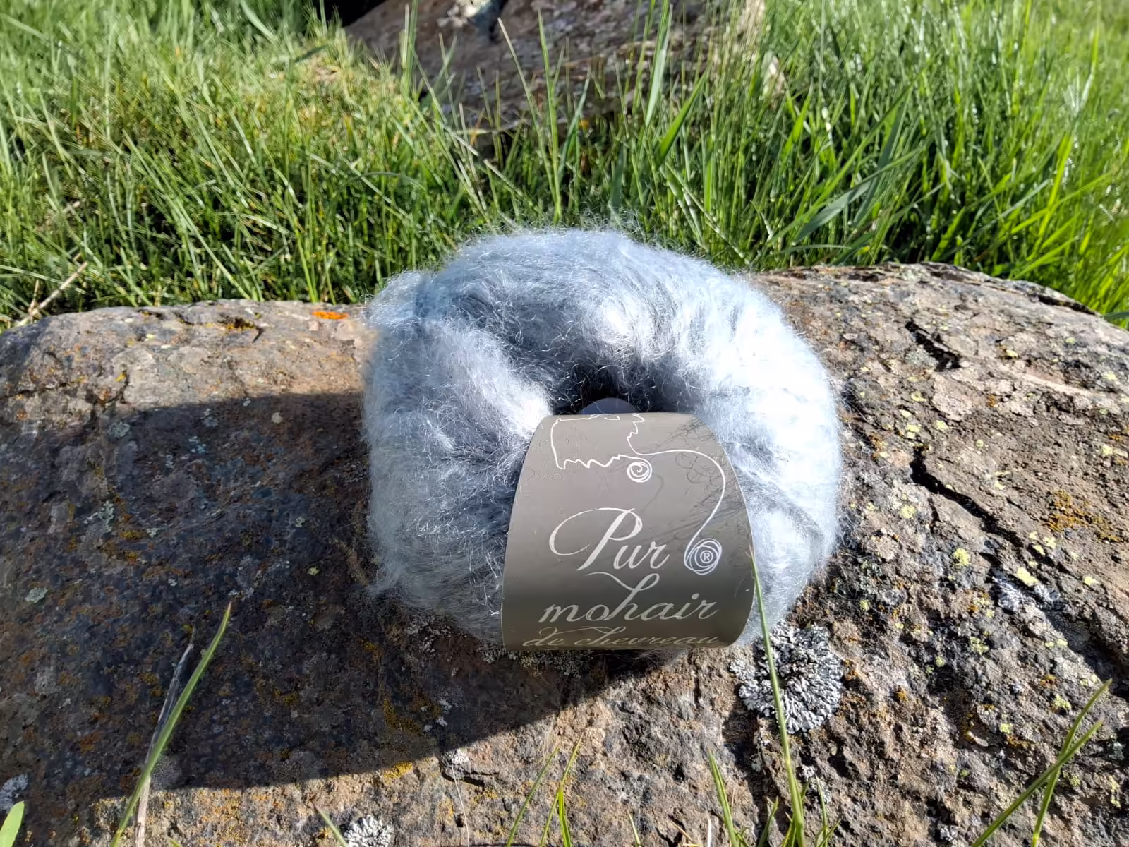 Pelote pur mohair gris etain